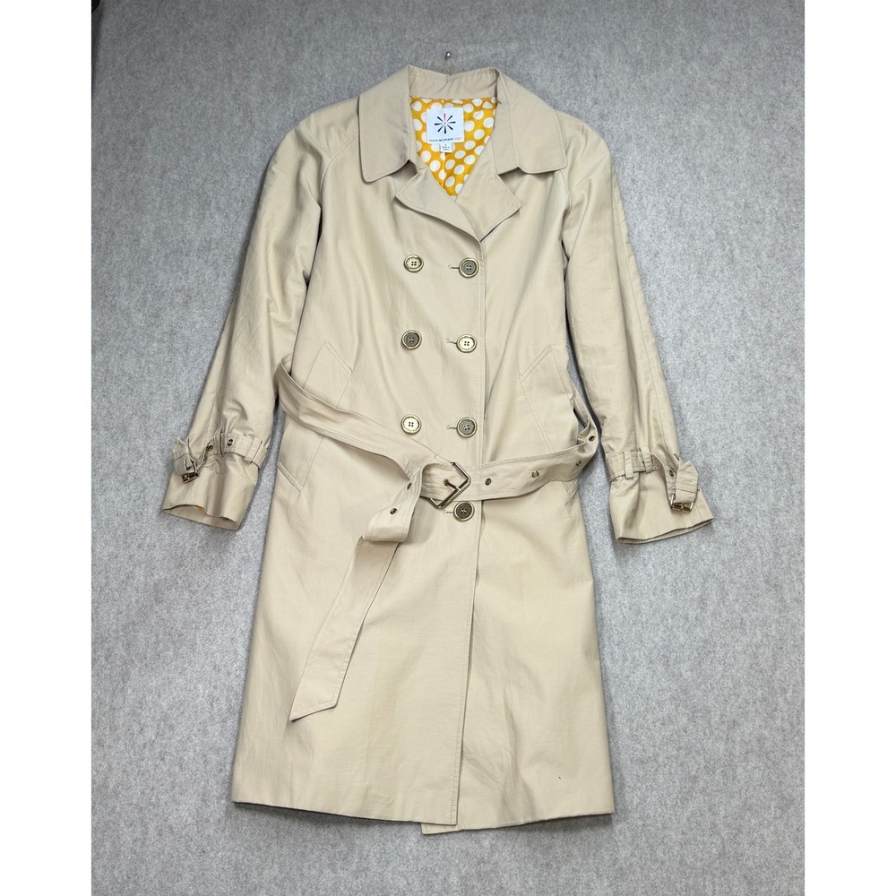 Isaac Mizrahi Trench Coat Womens S Beige Classic Preppy Dark Academia Business